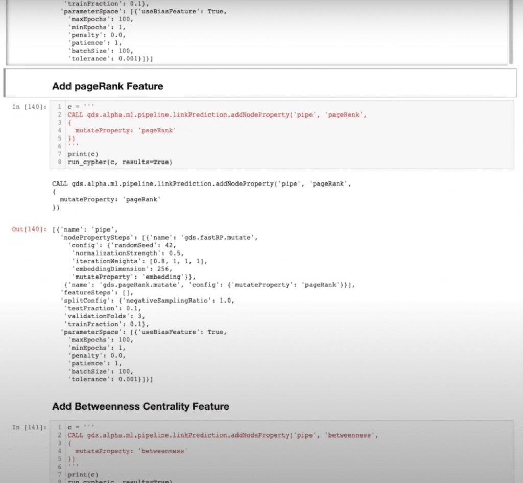 Link prediction pipeline example: adding PageRank and Betweenness centrality measures