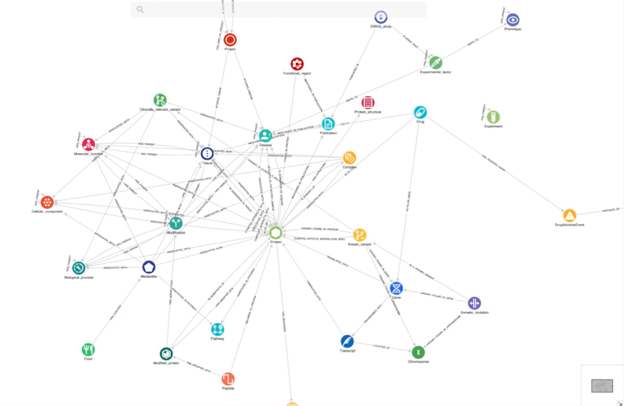 Knowledge graph of protein interactions