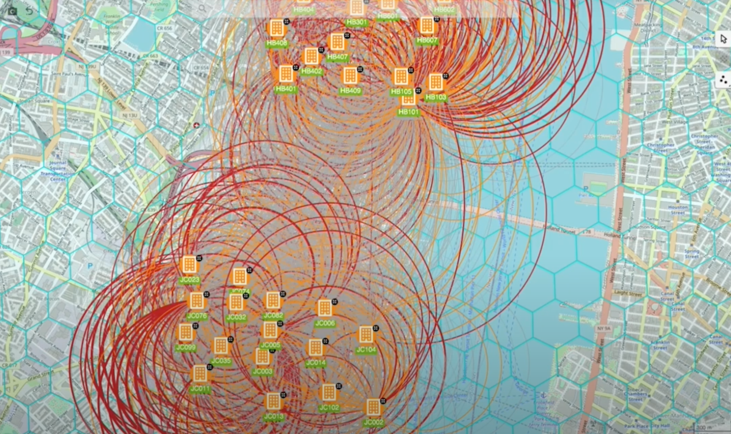 H3 map grid of bike shares in Jersey City