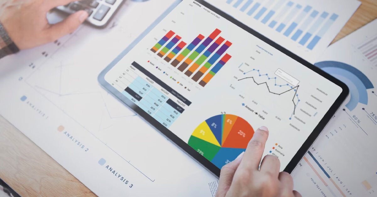 A tablet showing an analytics dashboard built by a data analytics consultant.