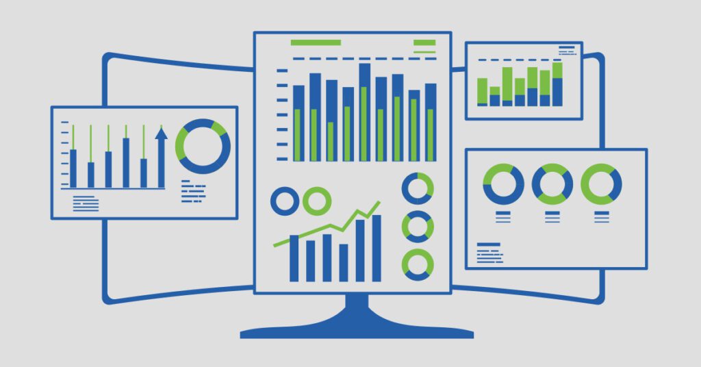 monitor graphic showing databracks sql warehouse visualized